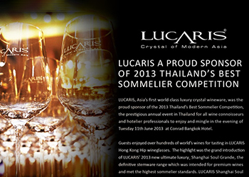Lucaris Proud Sponsor of Thailand’s Best Sommelier Competitor 2013