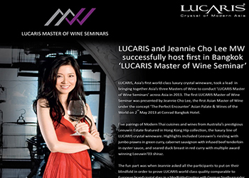 Lucaris Master of Wine Seminar by Jeannie Cho Lee MW